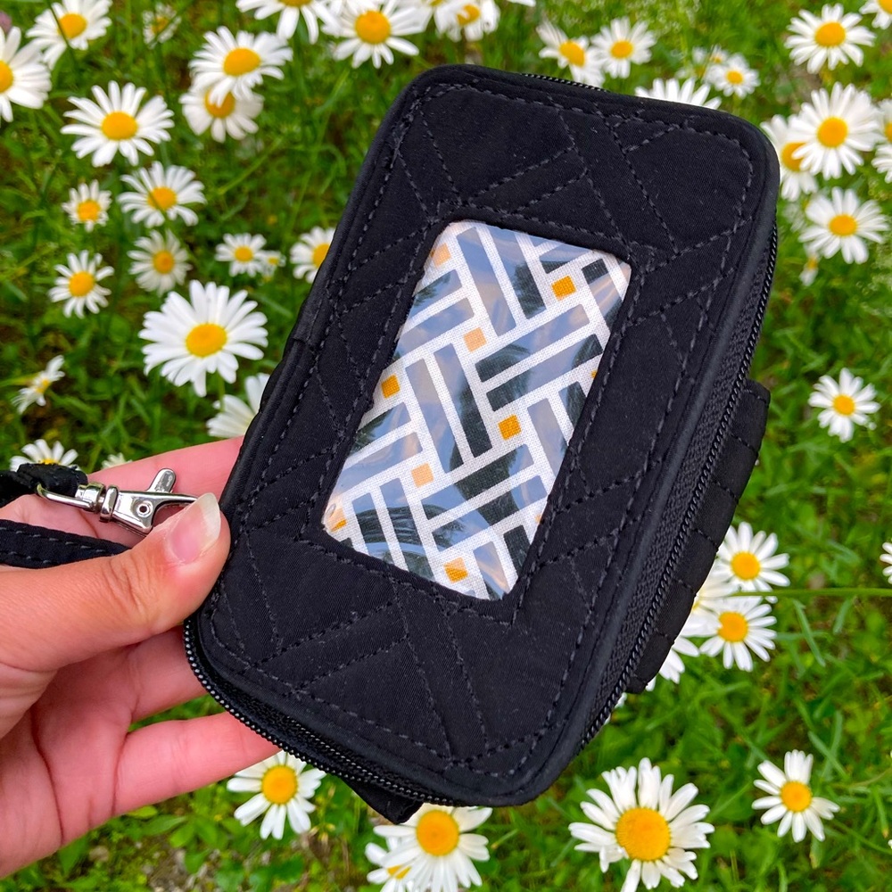 Black and Yellow Geometric Vera Bradley Wristlet Wallet and ID Purse